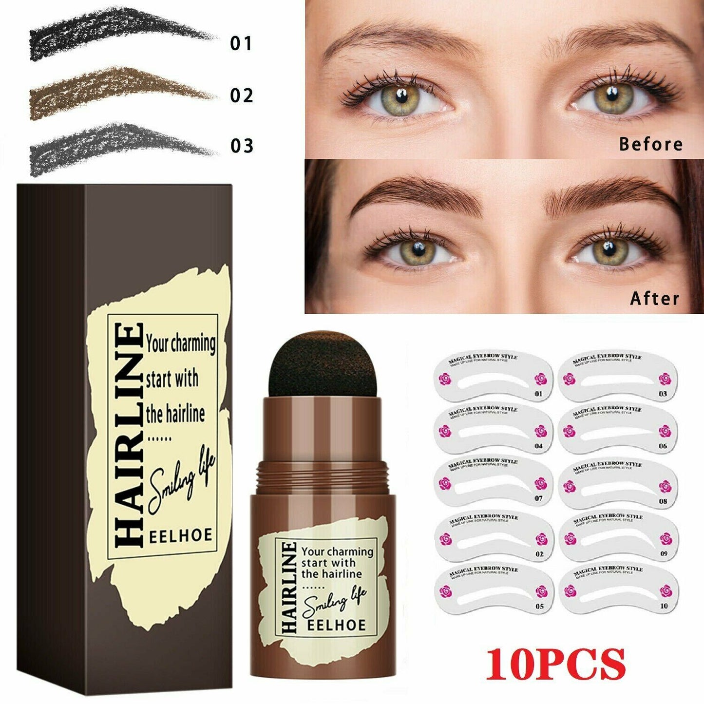 Brow Stamp Kit with 10 Stencils
