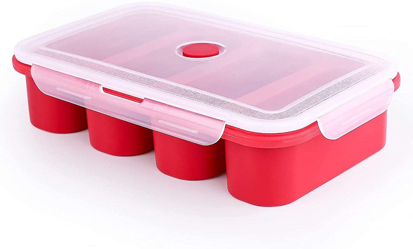 Silicone Freezer Tray with Lid 4- 1 Cup Cubes