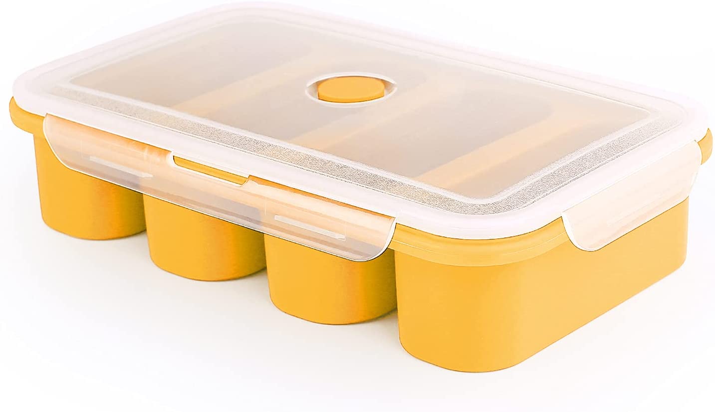 Silicone Freezer Tray with Lid 4- 1 Cup Cubes