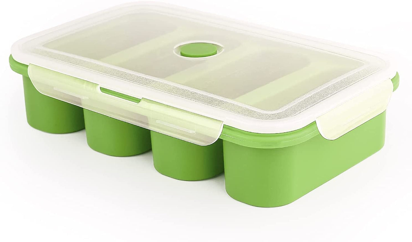 Silicone Freezer Tray with Lid 4- 1 Cup Cubes