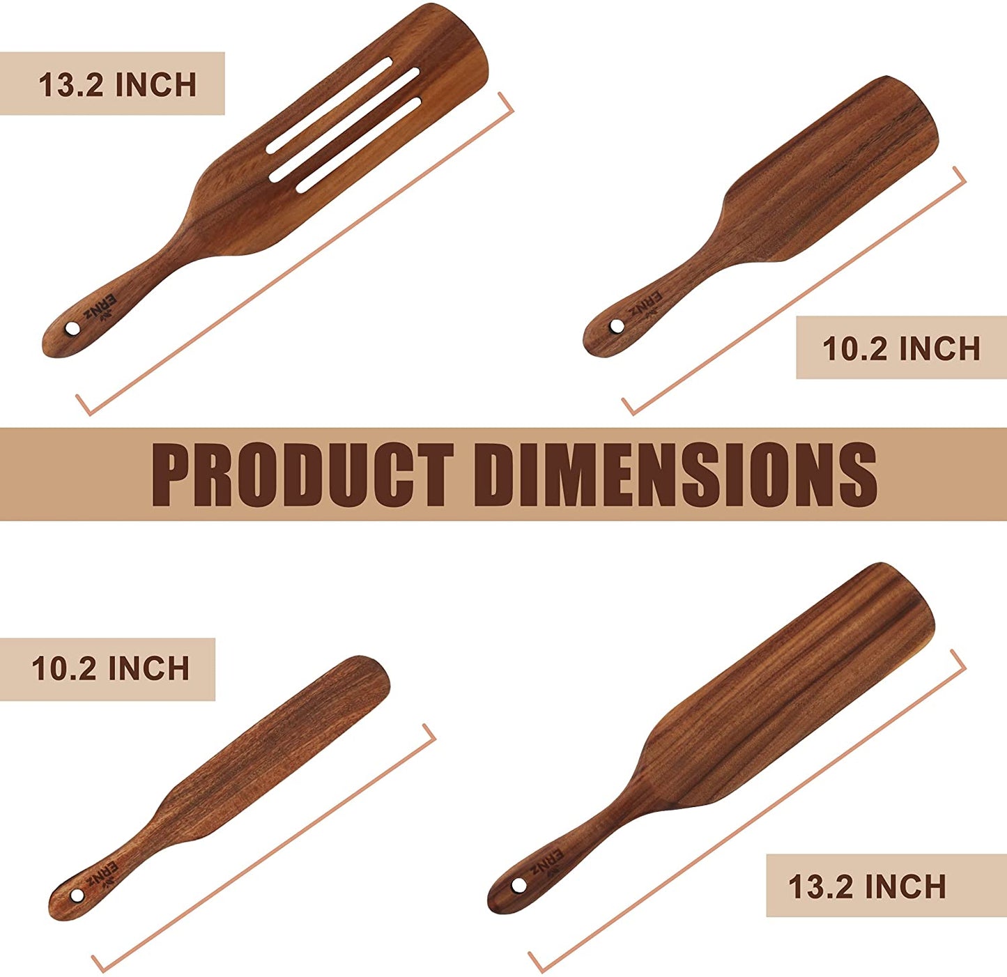 4 Piece Teak Wooden Spurtle Set