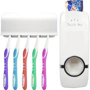 Toothpaste Press n Paste Dispenser and Toothbrush Holder