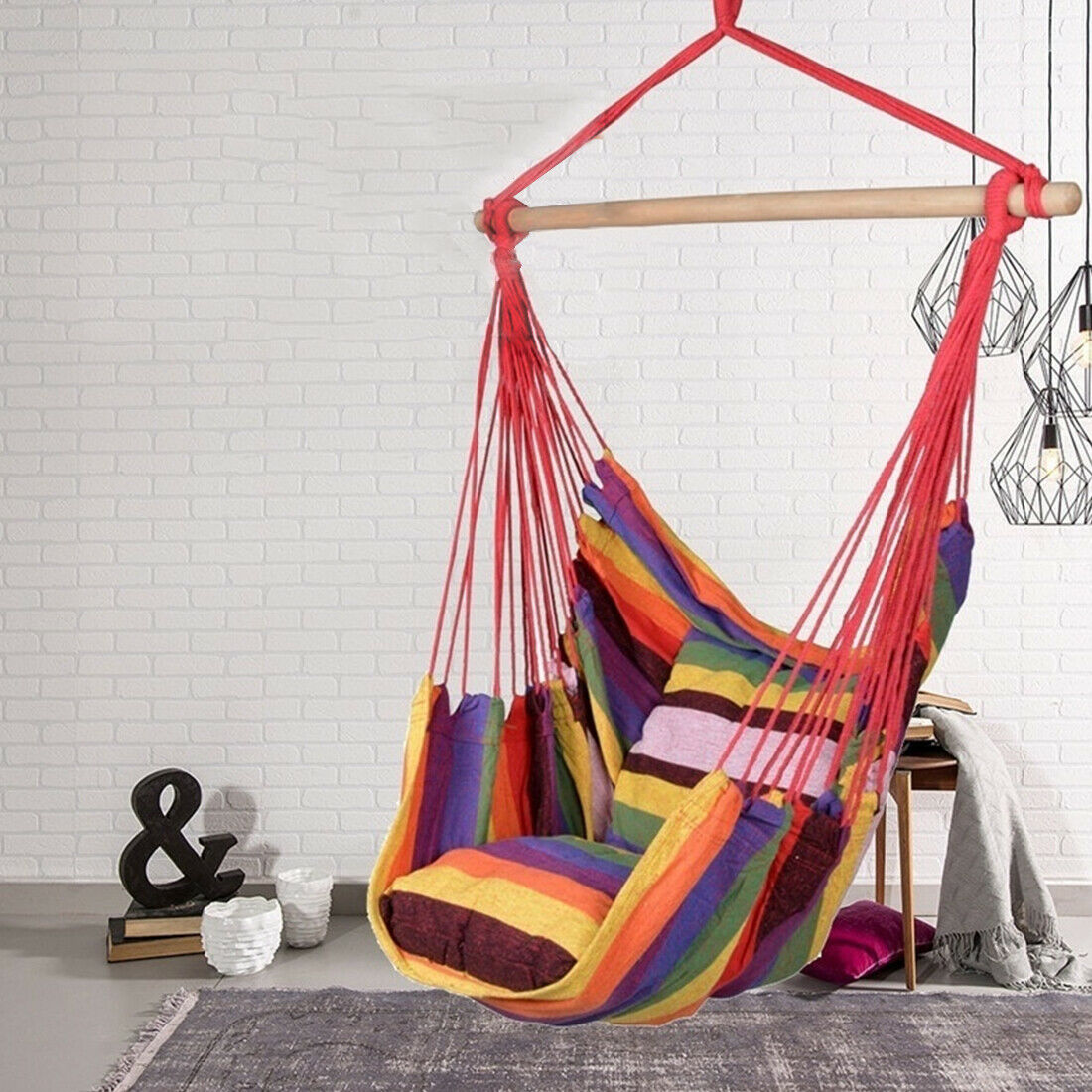 Canvas Hammock Chair with Pillows