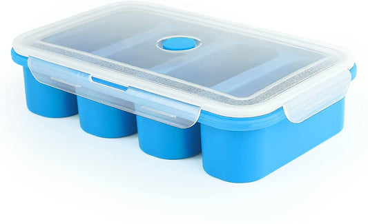 Silicone Freezer Tray with Lid 4- 1 Cup Cubes