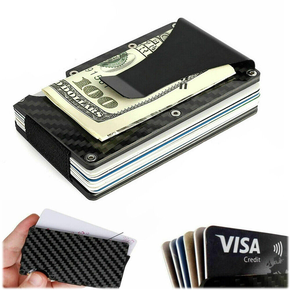 Slim Carbon Fiber Wallet RFID Blocking Money Clip