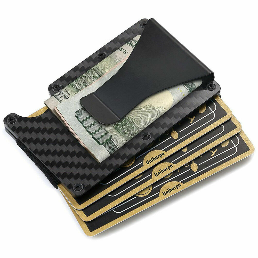 Slim Carbon Fiber Wallet RFID Blocking Money Clip