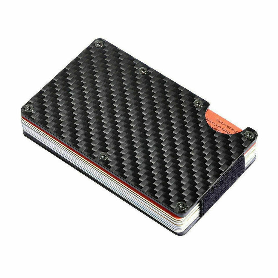 Slim Carbon Fiber Wallet RFID Blocking Money Clip