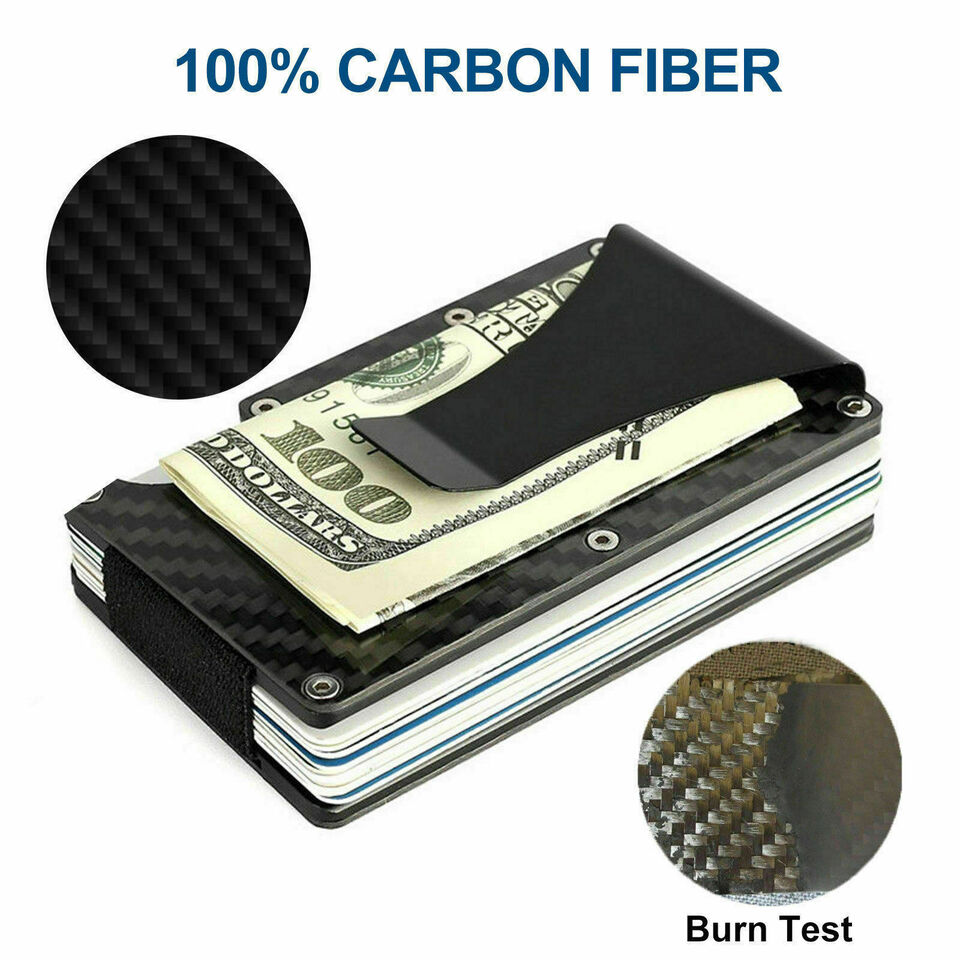 Slim Carbon Fiber Wallet RFID Blocking Money Clip